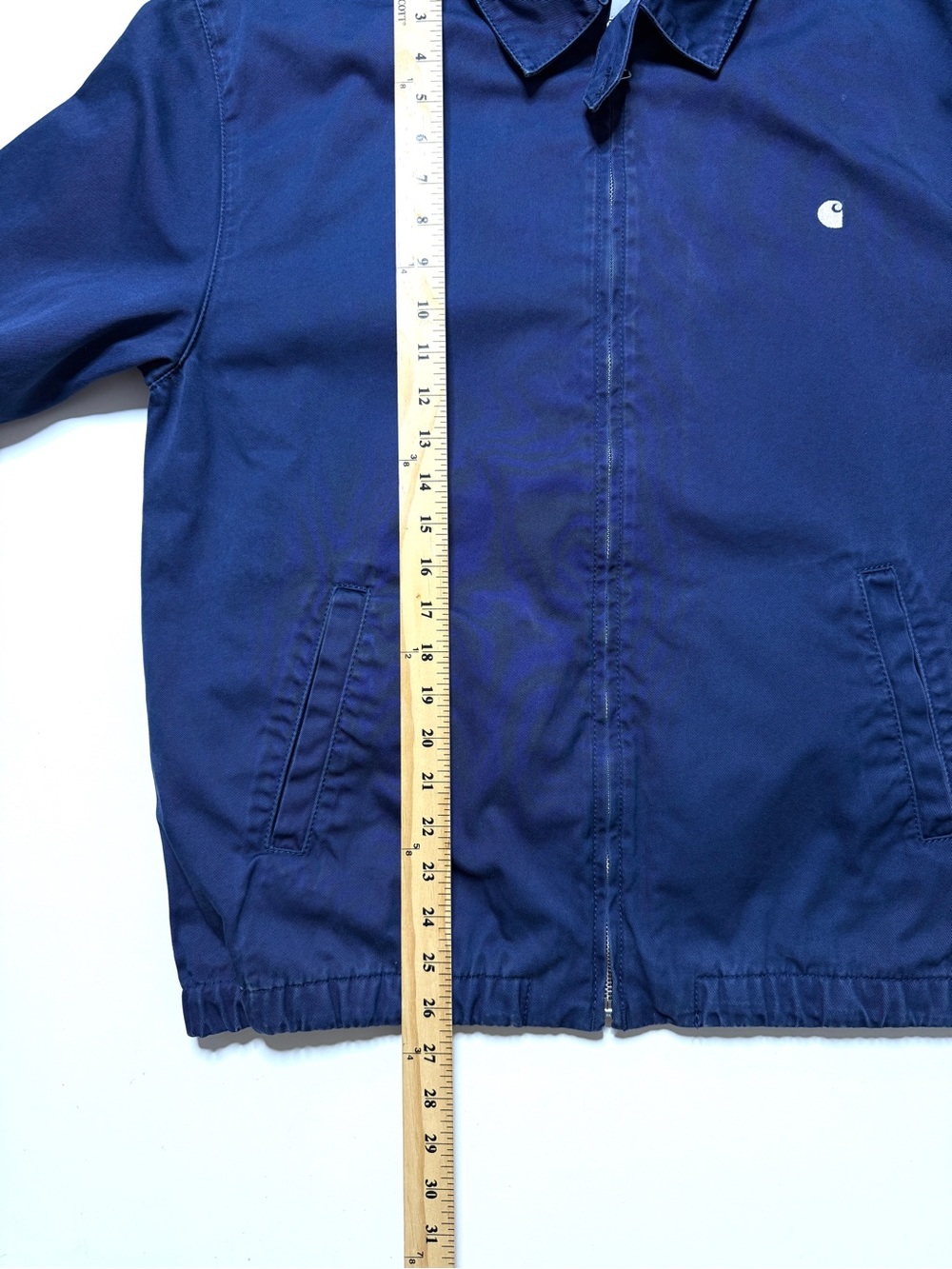 Carhartt WIP Cotton Madison Full Zip Jacket Mens Medium Navy Blue Embroidered - Picture 7 of 8